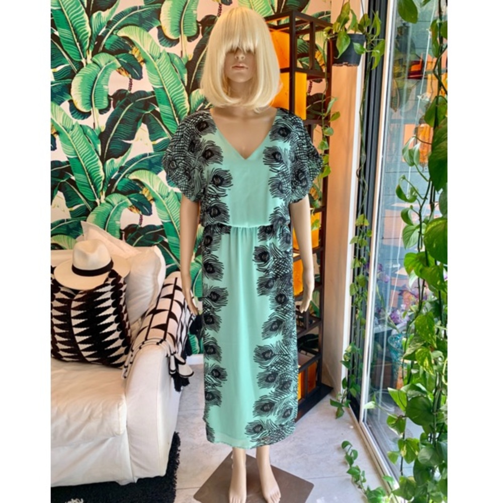 Anthropology Peacock print dress